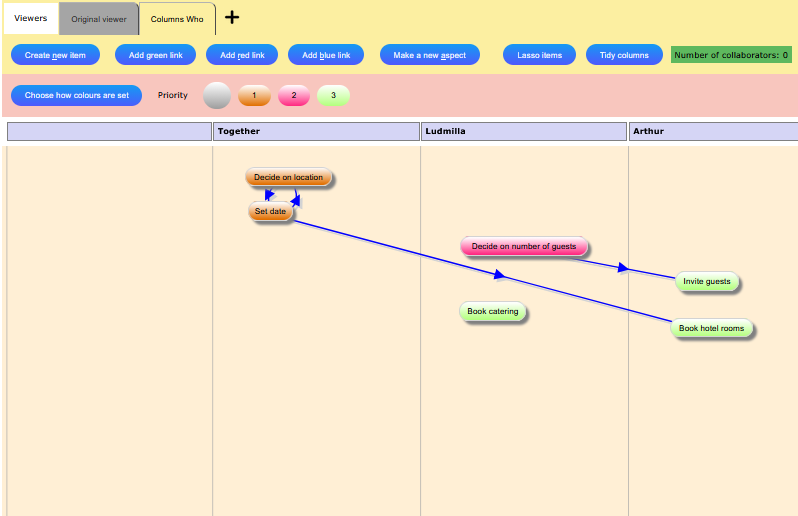 Organise ideas in columns - with colours